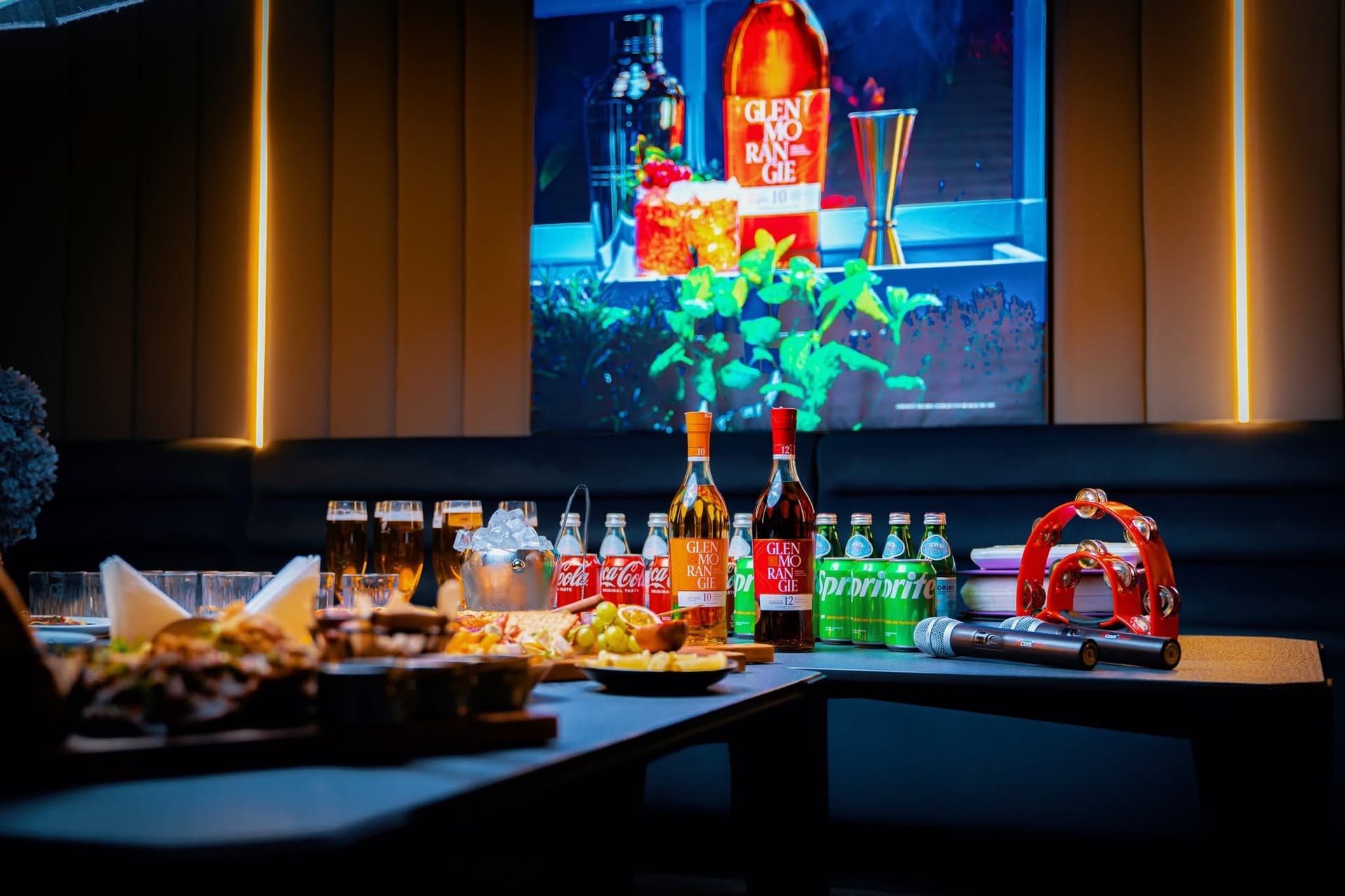 Inside a private karaoke room at Sparrow