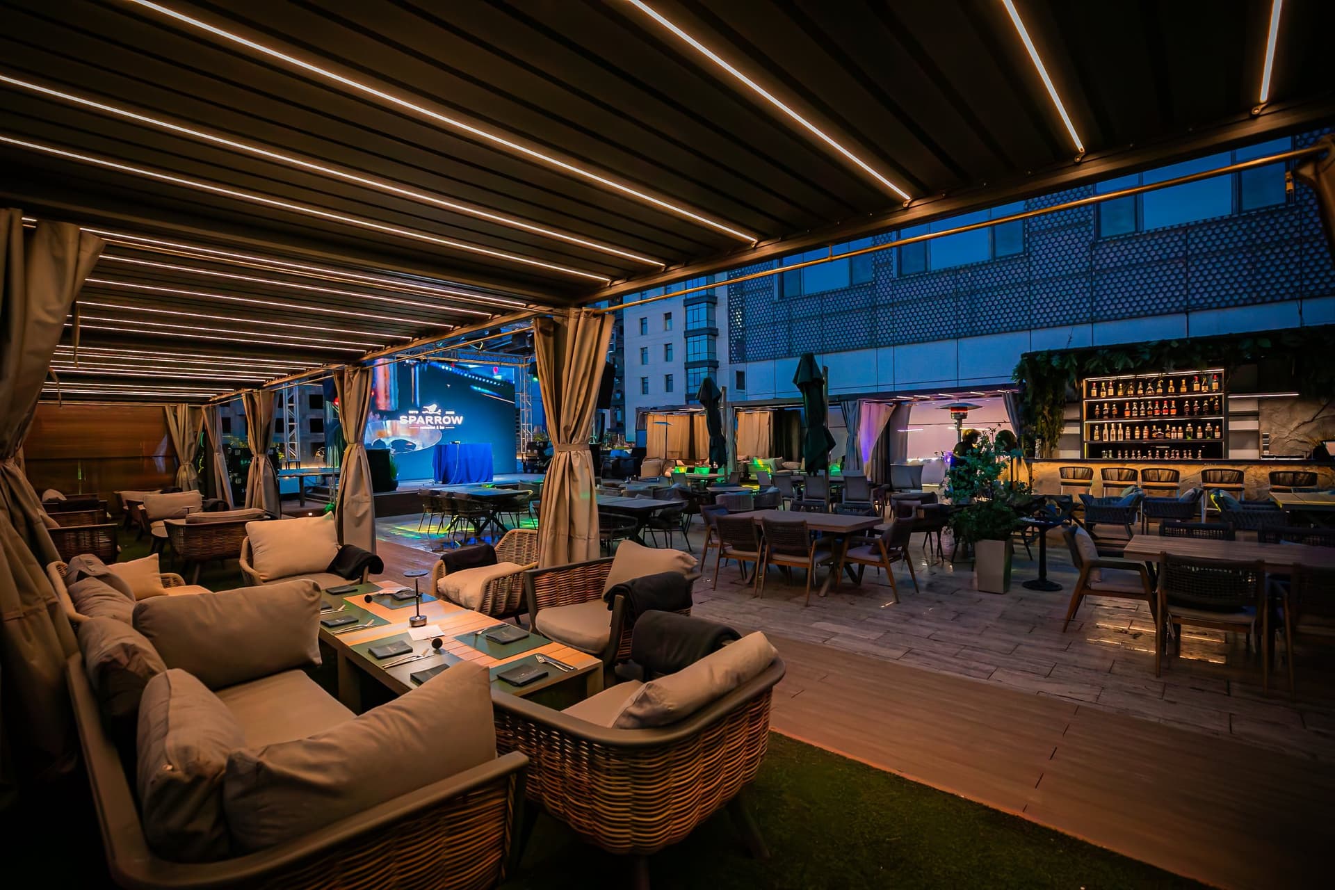 The cabana lounge at Sparrow Restaurant & Bar